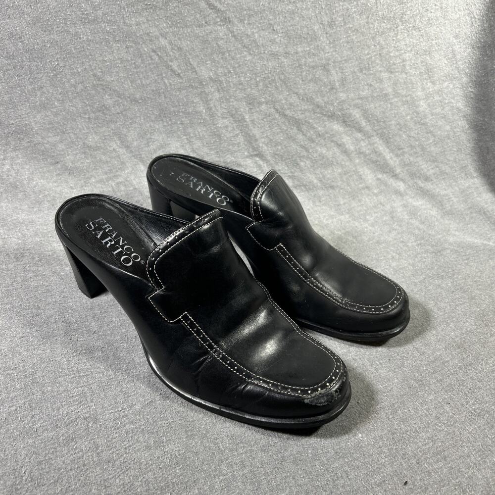 Franco Sarto Women Black Slip On Mule Heel Shoe Size 9M